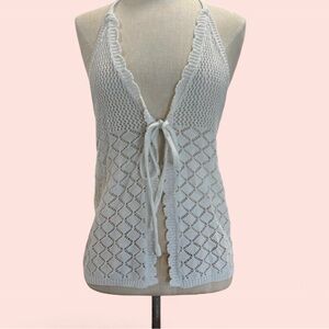 🤍White Crochet Halter Top 🤍